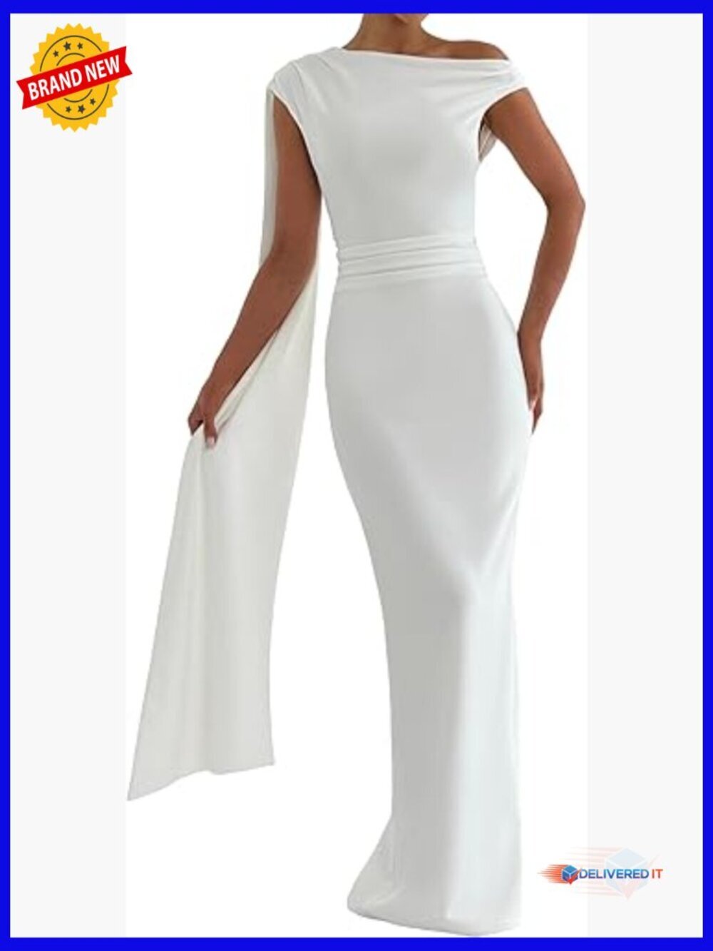 Backless Boat Neck Maxi Dress Formal Evening Gown Wedding Guest Cocktail